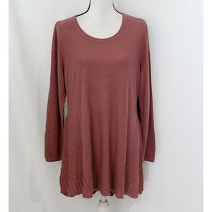 NWT Style & Co Womens Mauve Long Sleeve Textured High Low Hem Top L